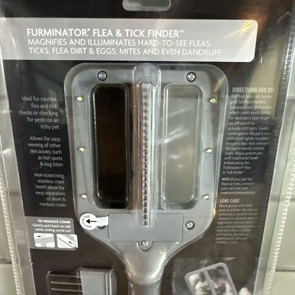 Furminator Flea & Tick Finder 3 In 1 Detecting Tool Locate Fleas Ticks Fur Comb